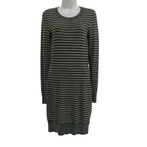 French Connection Gray Blue Gold Black Striped Knit Sweater Dress Women's Size 6